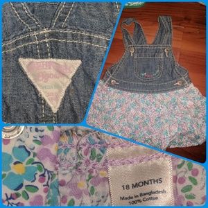 Floral and Denim Overall Dress